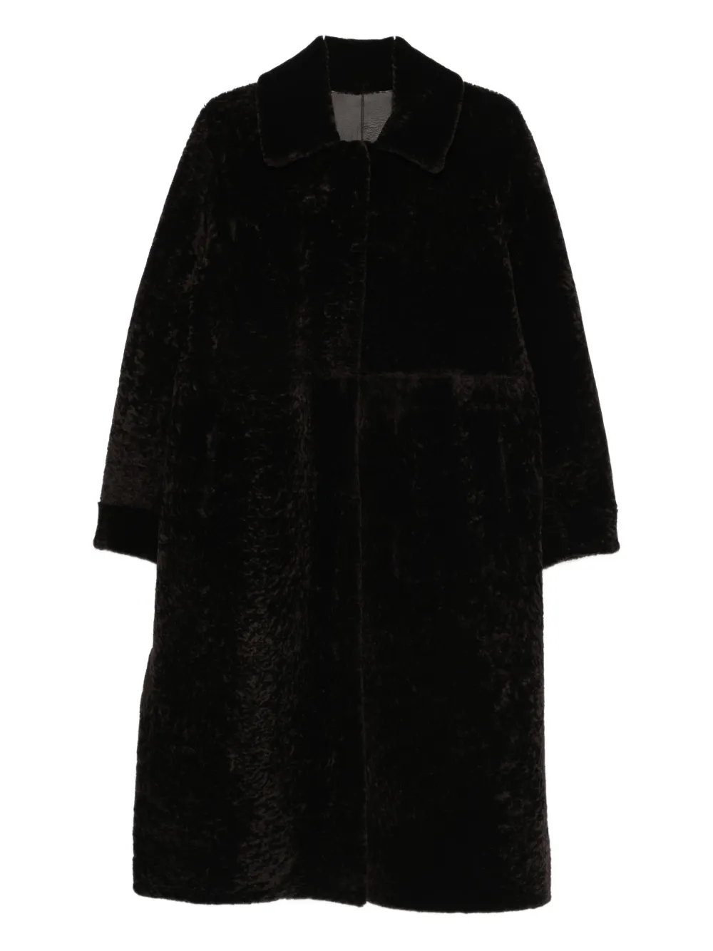 Manzoni 24 shearling collared coat - Marrone