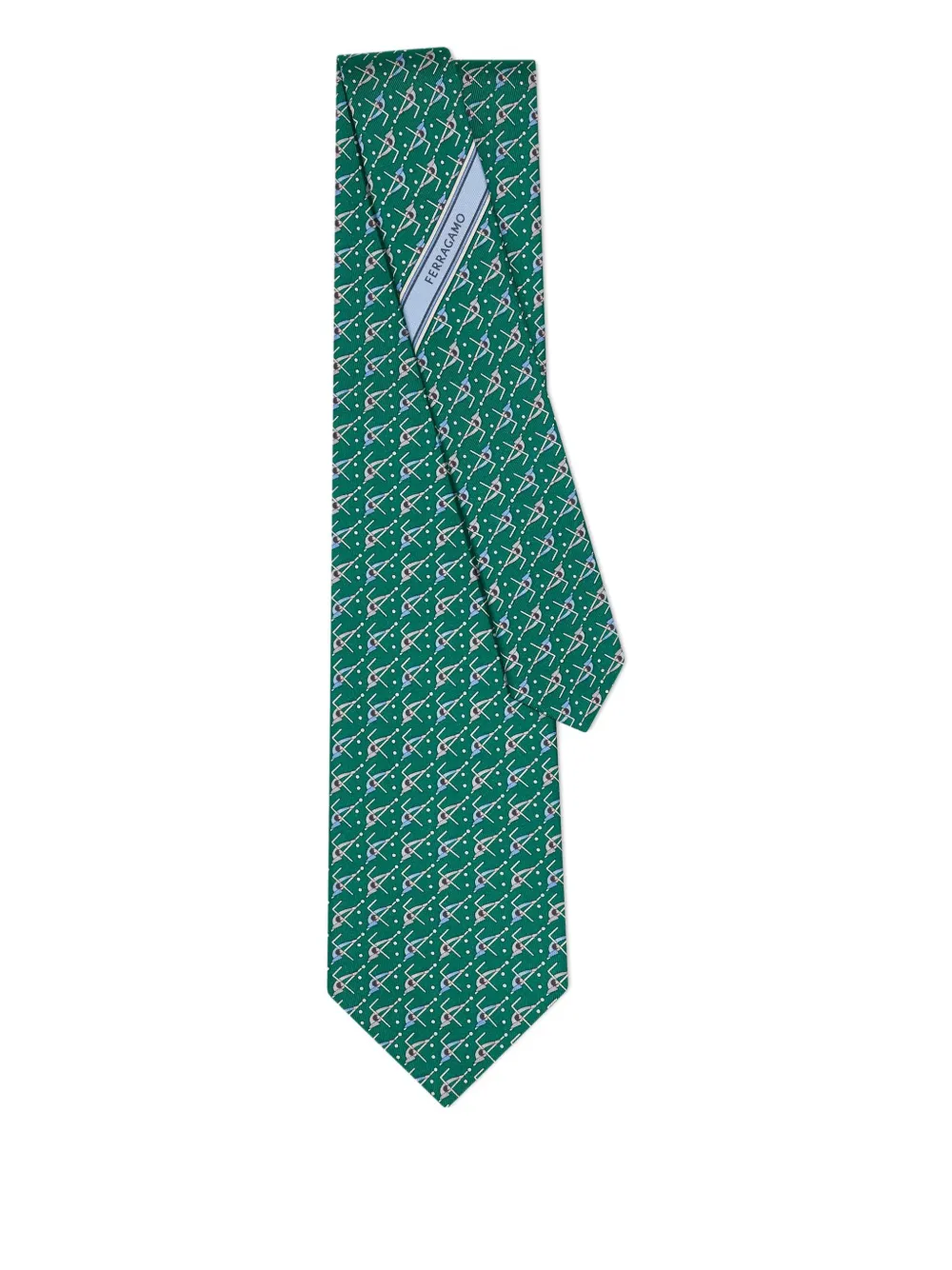 Ferragamo billiard-print silk tie - Verde