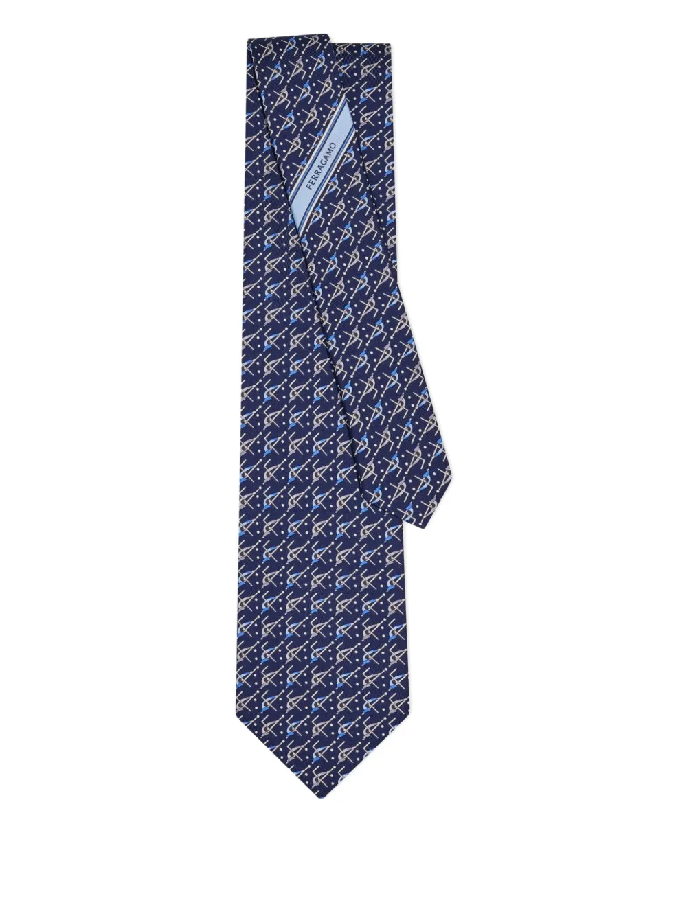 Ferragamo billiard-print silk tie - Blu
