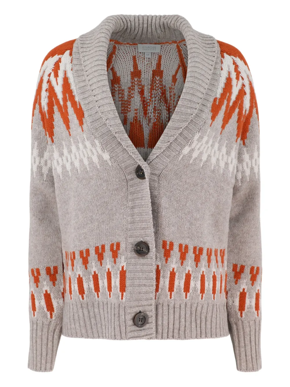 Kinross Cashmere shawl-collar fair isle cardigan - Toni neutri
