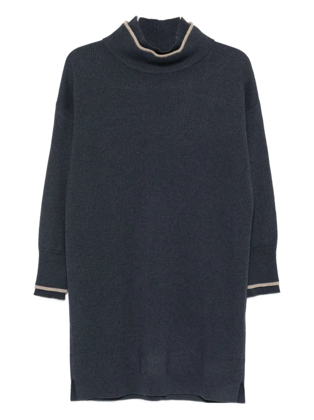 Brunello Cucinelli ribbed high-neck mini dress - Blu