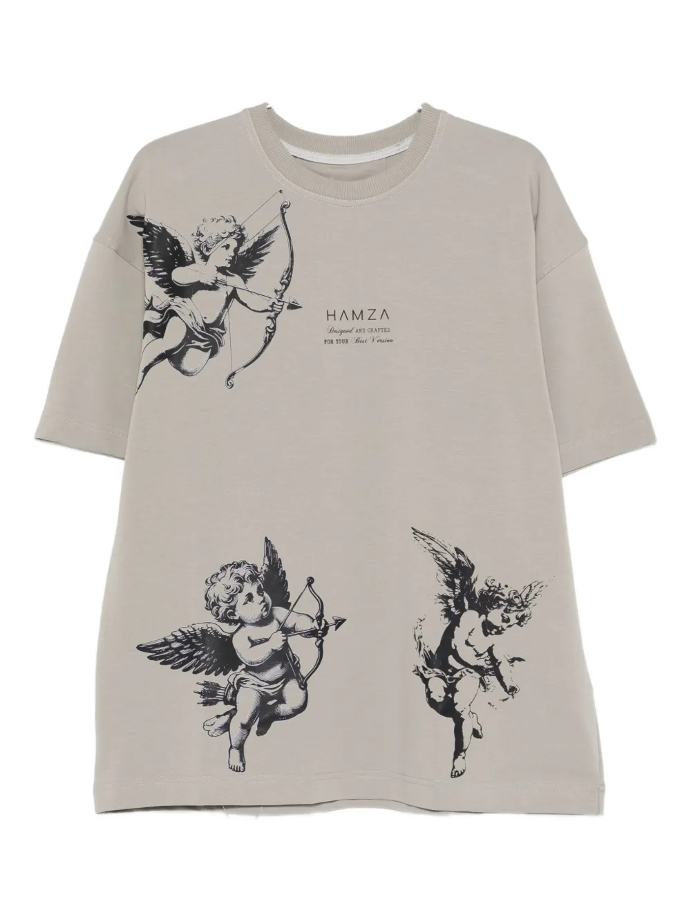 HAMZA Celestial cherub-print T-shirt - Grigio