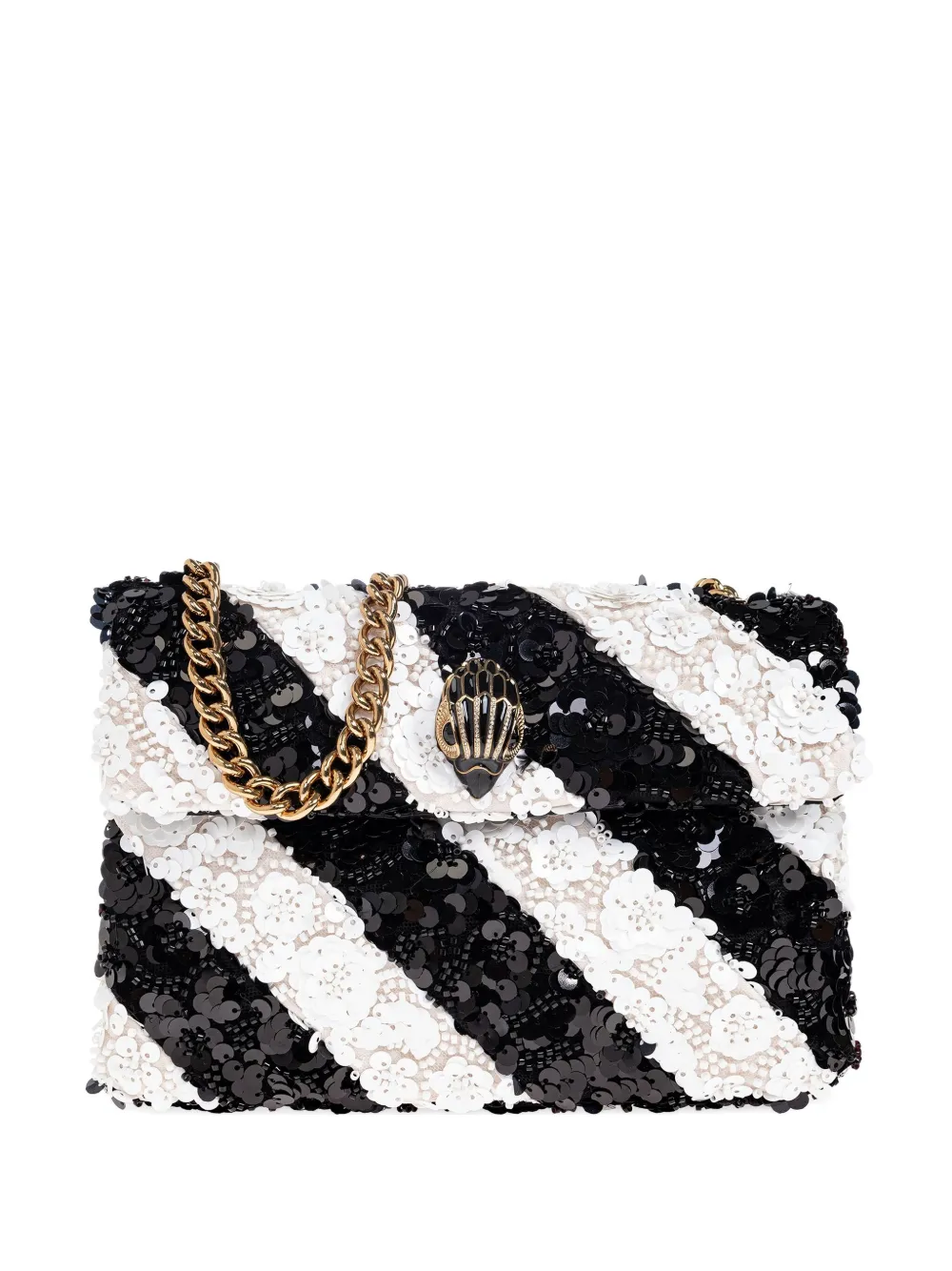Kurt Geiger London small Kensington sequin-stripe shoulder bag - Nero