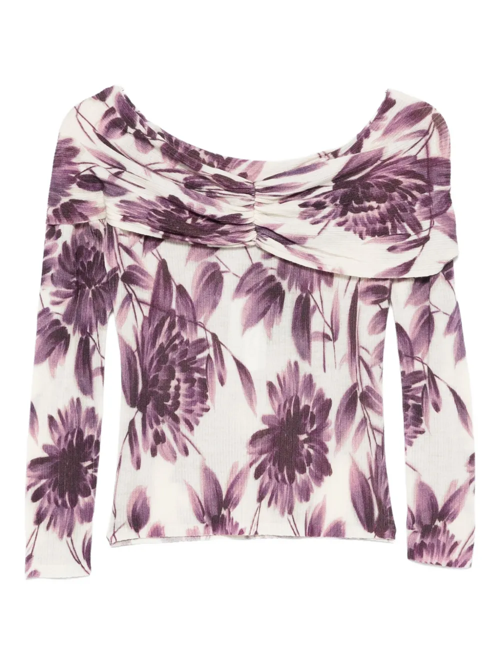 TWINSET floral-print off-shoulder sweater - Toni neutri