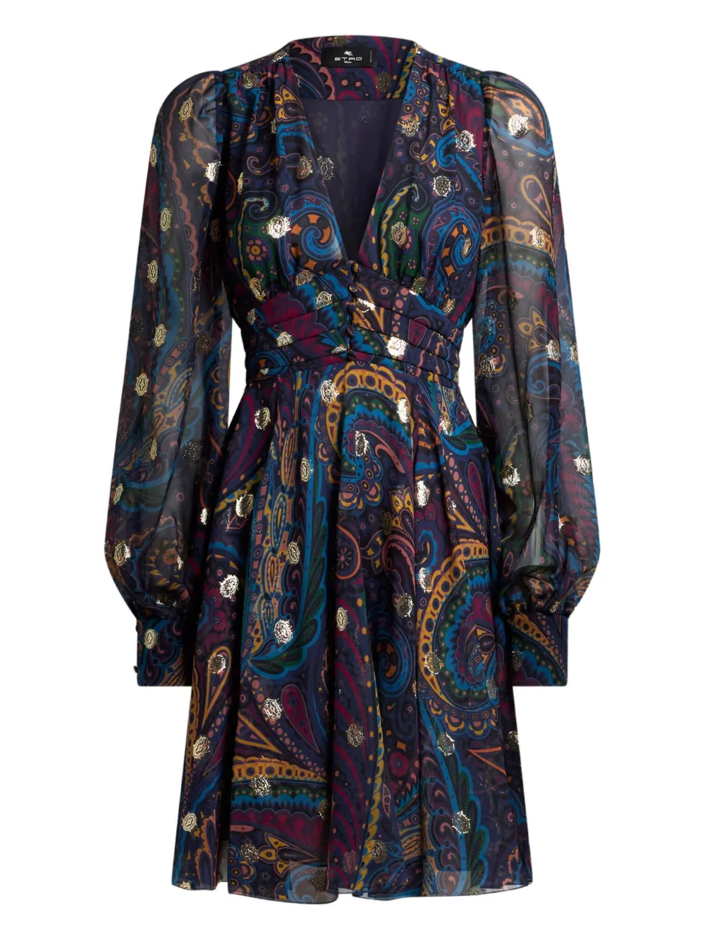 ETRO paisley-print V-neck mini day dress - Blu