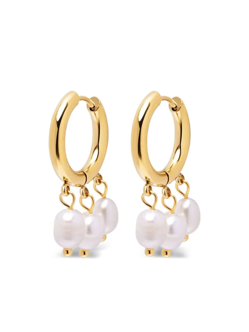 Nialaya Jewelry gold hoop pearl earrings - Oro