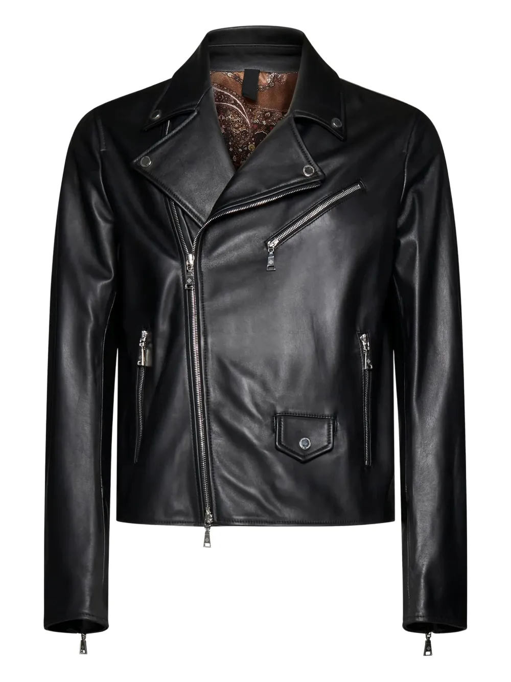 Tagliatore asymmetrical-zip leather jacket - Nero