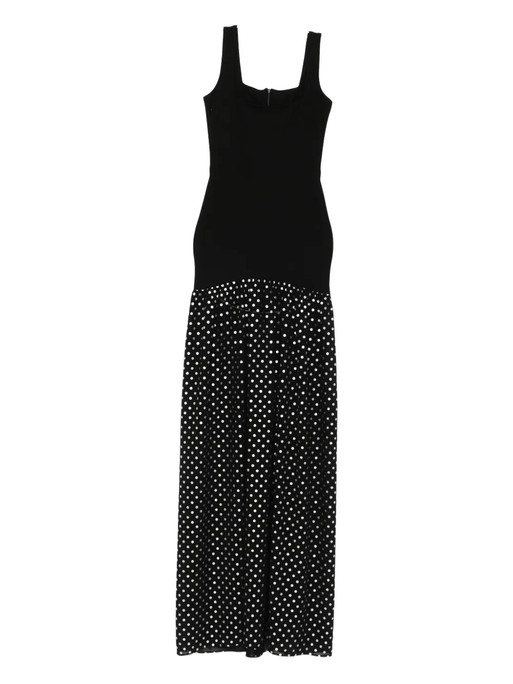 ROSERRY polka-dot square-neck maxi dress - Nero