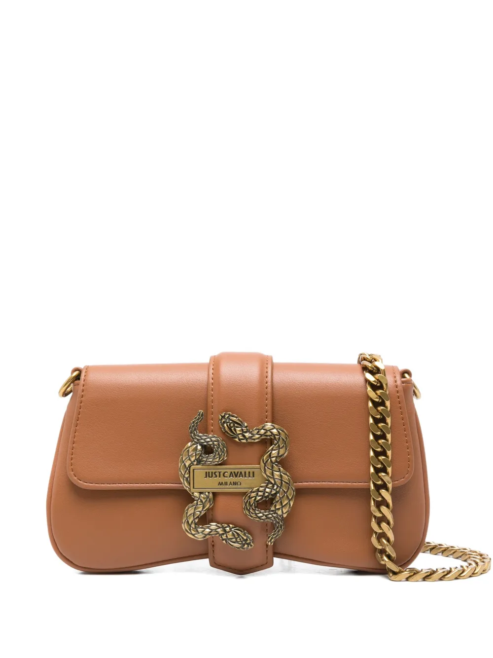 Just Cavalli snake-buckle shoulder bag - Marrone
