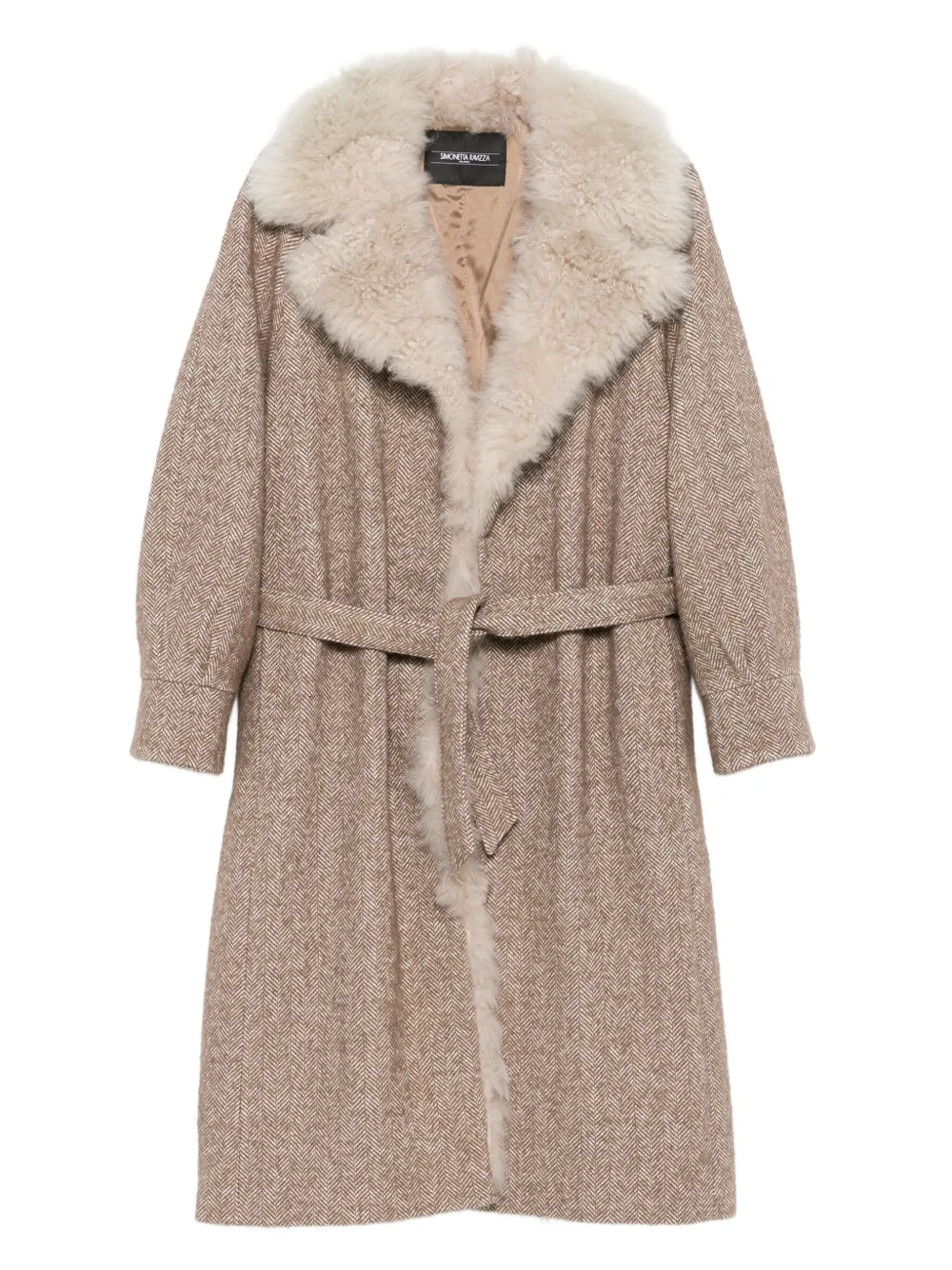 Simonetta Ravizza herringbone-pattern belted coat - Marrone