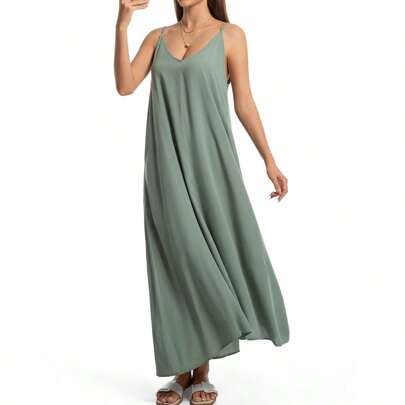 Dress Loose Long D Slip Black Dress Summer Beach Casual Backless festa Strappy Midi Holiday D