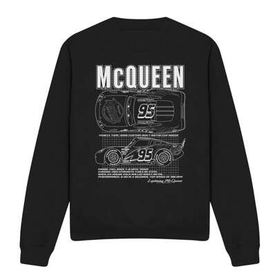 Felpa unisex per adulti con motivo di contorno di Lightning McQueen (nera)