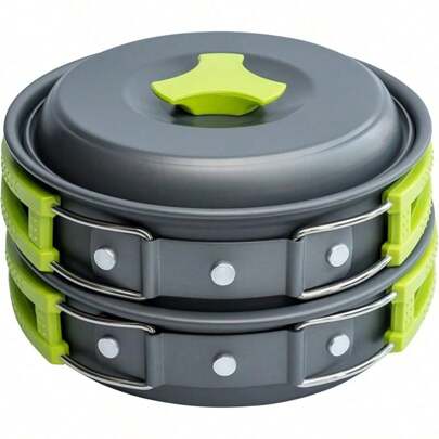 Set di pentole da campeggio - Set di coltelli portatili con pentole e padelle, compatibile con fornelli da campeggio, accessori da cucina per esterni