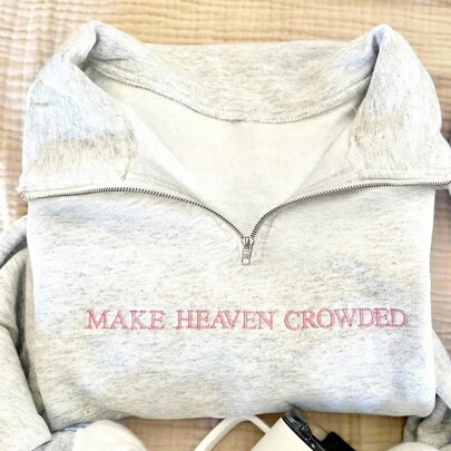 1/4 chiusura lampo ricamato "M Heaven Crowd" FaFaith Sweater - Faith-Based Women's SweAter Gi Regalo per lei - Christian Hymn