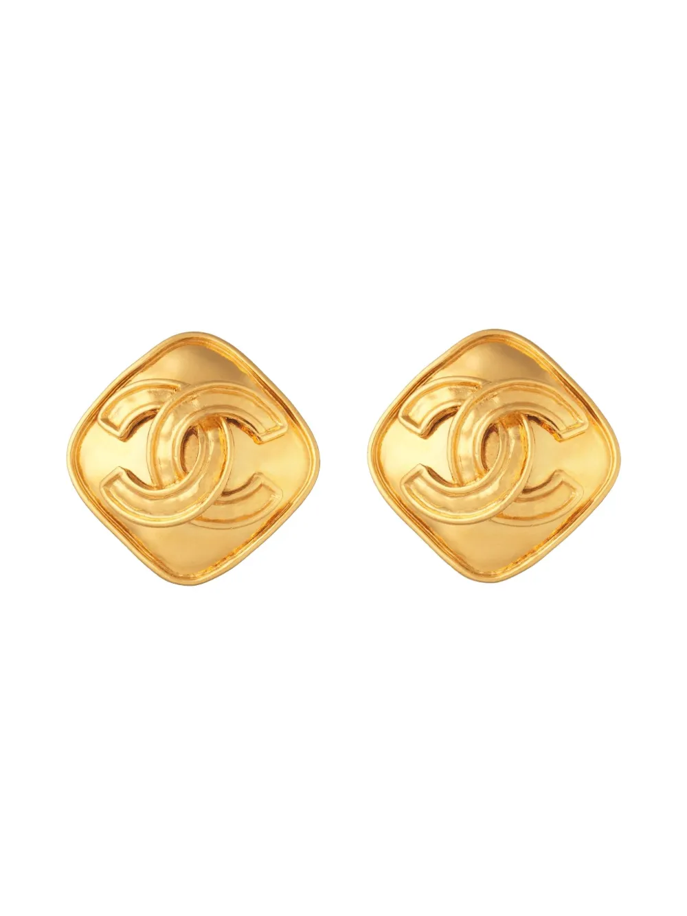 CHANEL Pre-Owned 1994s diamond-shaped clip-on earrings - Oro