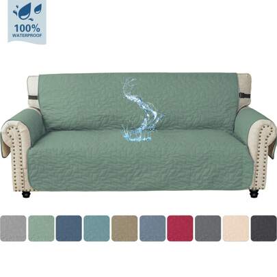 1/2/3/4 Seater Armchair Cover with Armrests, Waterproof Slipcover, Universal Sofa Cover Scratch-Proof for Cats, Stainproof Quilted Armchair Cover
