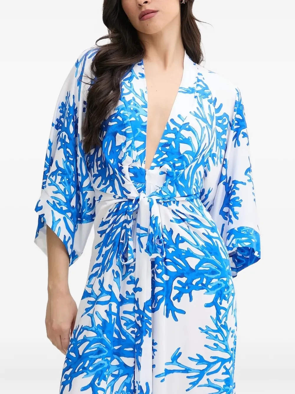 Melissa Odabash Eloise coral-print belted dress - Blu
