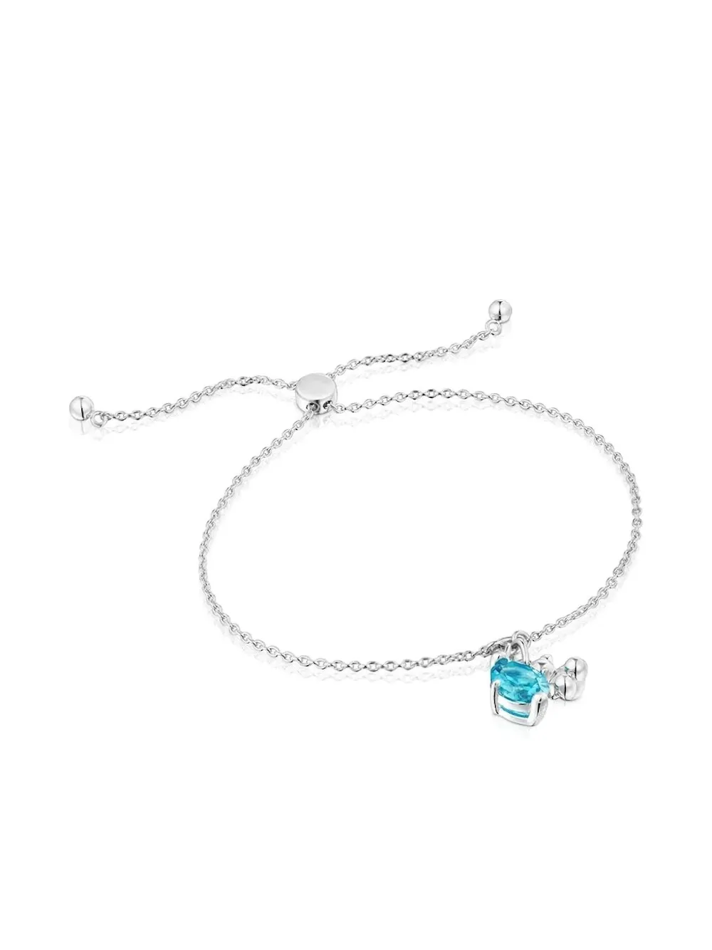 TOUS blue-stone bear charm bracelet - Argento