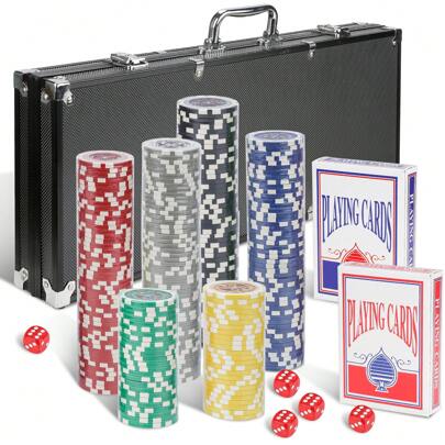 Custodia da poker con 500 fiches da poker, set da poker, set da gioco, custodia da poker con custodia in alluminio