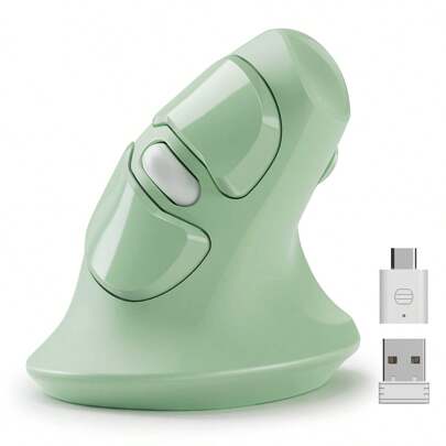 Mouse Wireless Con Doppio Ricevitore Usb & Type C, Mouse Wireless Verticale Ergonomico, Mouse Wireless Da Ufficio, Mouse Di Design, Mouse Wireless Dop
