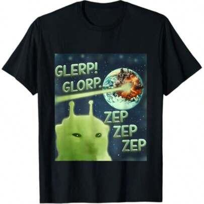 Glerp Glorp Funny Alien Cat Meme, Brainrot Tee, Costume T-Shirt
