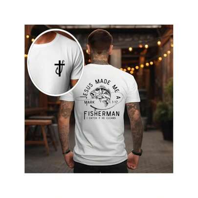 Jesus Made Me a Fishermen svg  Fathers Day svg, fisher of men svg, christian shirt for men, cross fish hook svg, gifts for dad svg