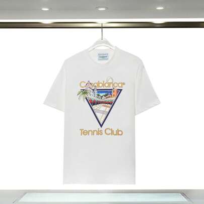 Men's "Casa Blanca Tennis Club" Graphic T-shirt - Casual Summer Tee With Palm Tree & Spanish- Architecture Desig