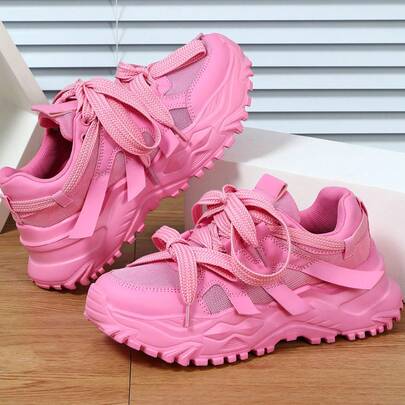 Scarpe casual da donna, scarpe sportive, scarpe sportive chunky, scarpe da esterno, scarpe sportive bianche, scarpe da running rosa, scarpe da student