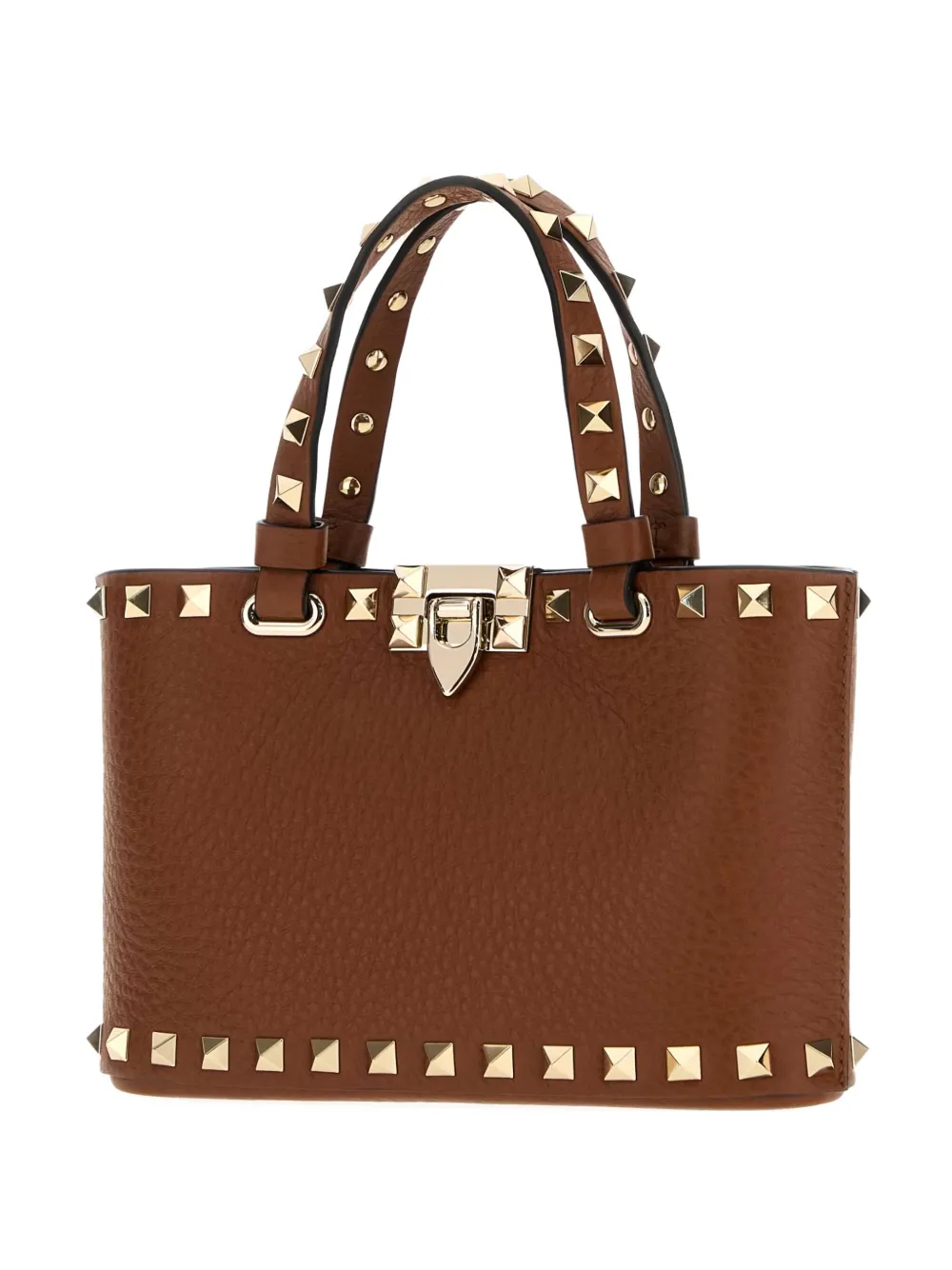 Valentino Garavani Rockstud leather tote bag - Marrone