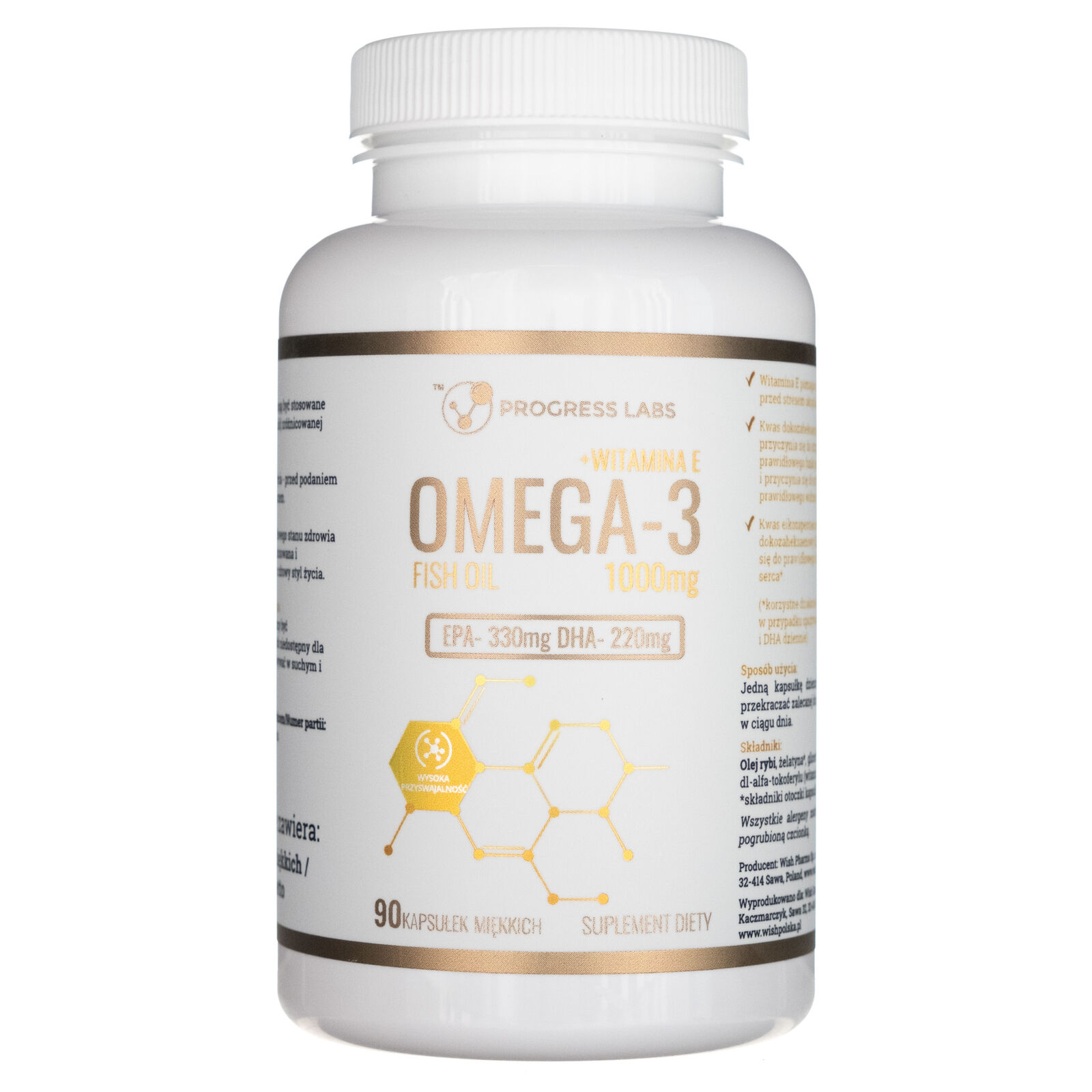 Progress Labs Omega-3 1000 mg + Vitamina E, 90 capsule