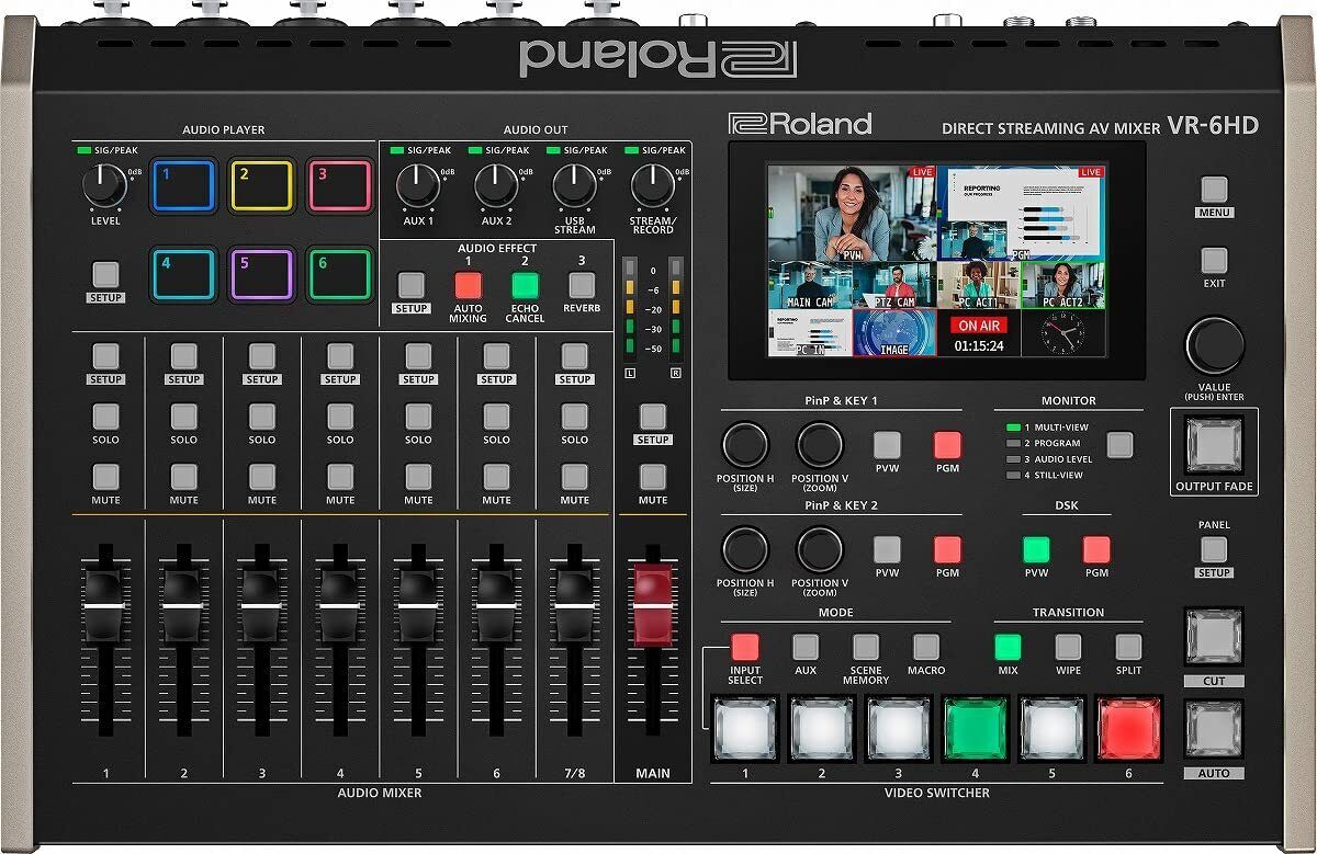 ROLAND Diretta Streaming Av Mixer VR-6HD USB Compatto Misura per Streaming,Video