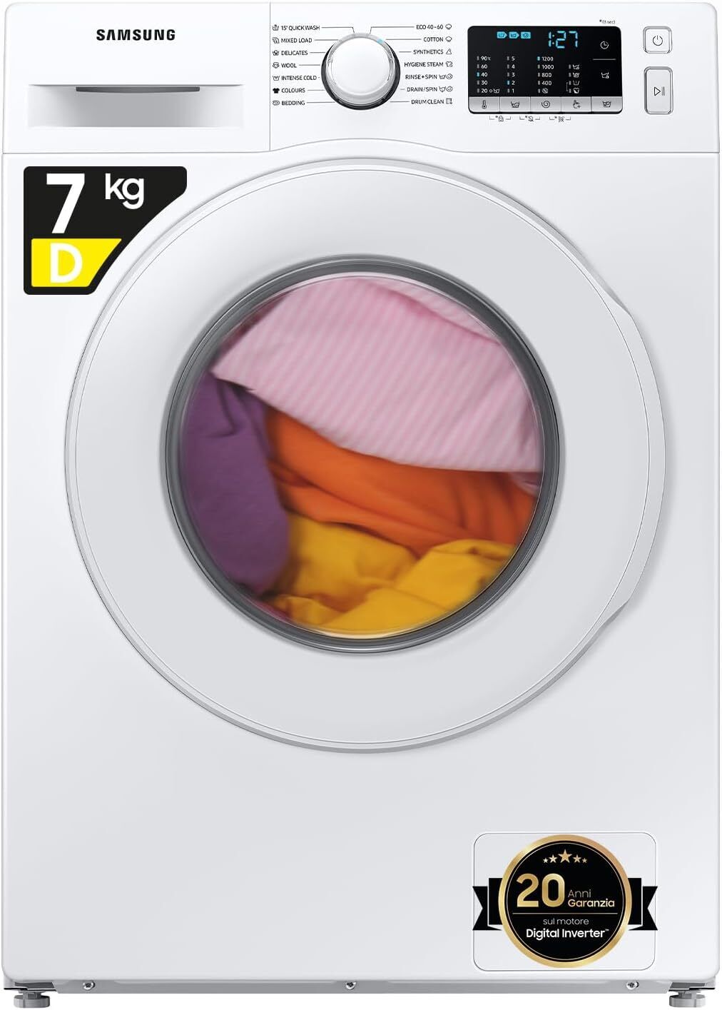 SAMSUNG LAVATRICE WW70AGAS21TEET CRYSTAL CLEAN 7KG 1200 RPM , VAPORE, ECOBUBBLE,