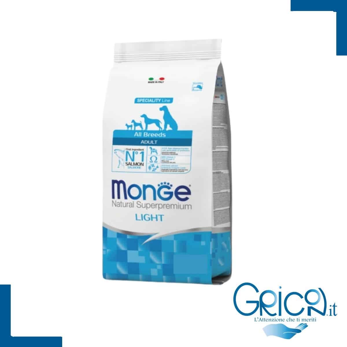 Monge Cane All Breeds Adult Light Salmone con Riso 12 kg