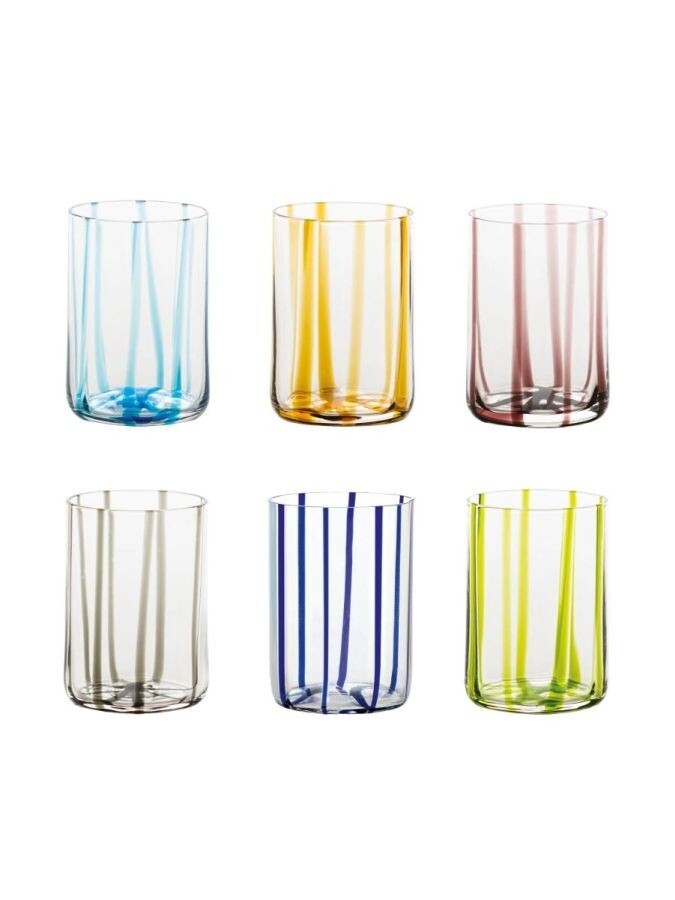 Set 6 bicchieri Tirache assortiti in vetro soffiato - Zafferano