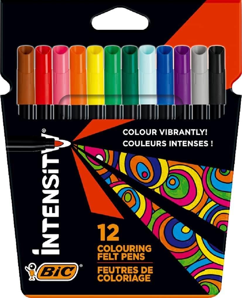 BIC Intensity Felt Tip Pens, Vibrant Colouring Pens, School Supplies for Kids, P