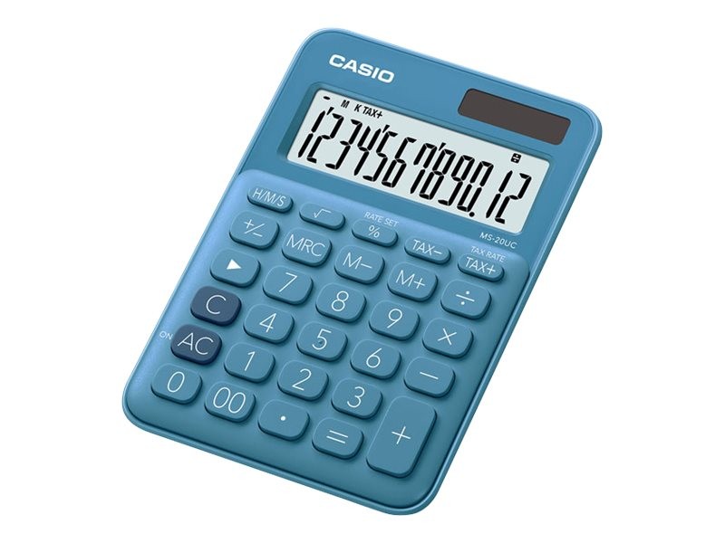 Casio MS-20UC-BU Desktop Calcolatrice di base 12 cifre 1 linee Batteria/Solare