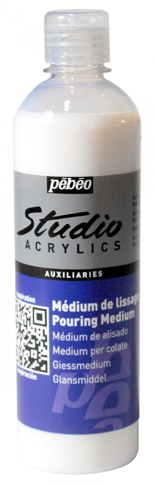 Versando Medio Pebeo Studio Acrilico 500ml Bottiglia Clear Gloss Mix con Pittura
