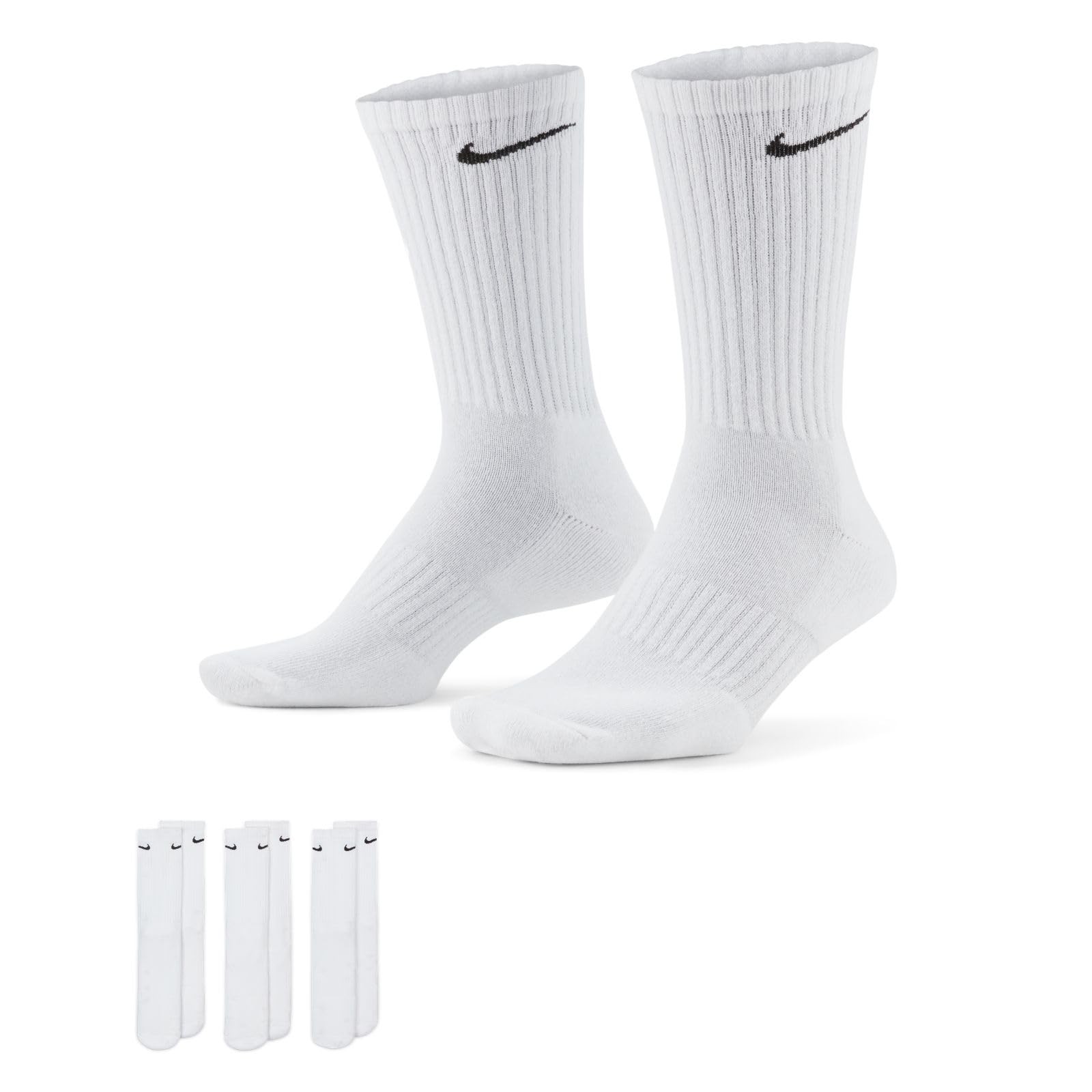 NIKE Unisex U Nk Everyday Cush Crew 3pr Socks S white/(black)