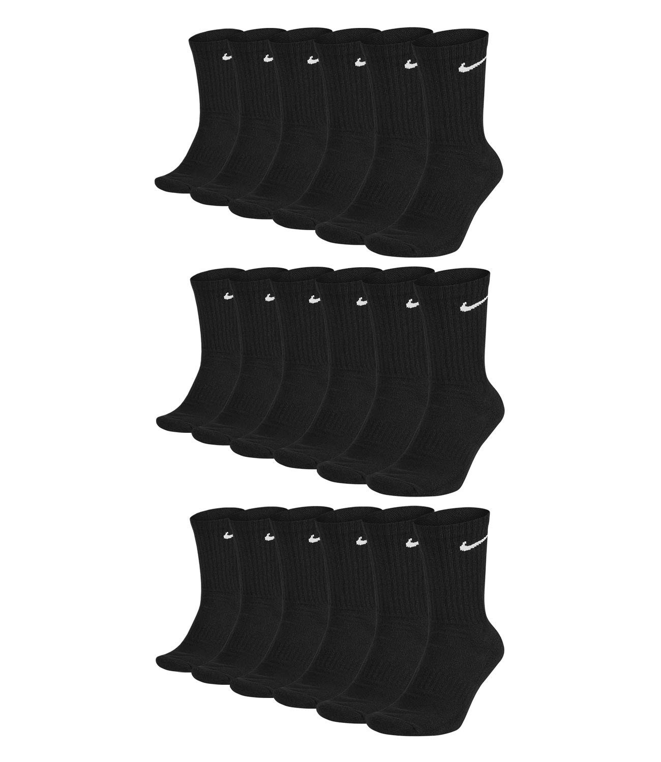 NIKE Unisex U Nk Everyday Cush Crew 3pr Socks 12-16 -010 Black.