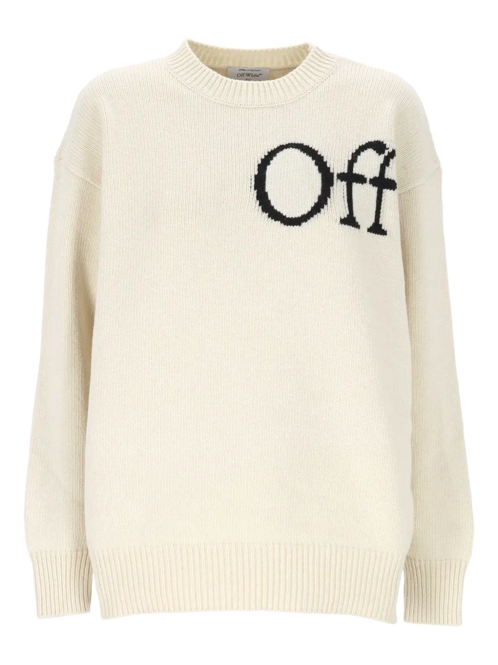Off-White logo-intarsia wool sweater - Bianco