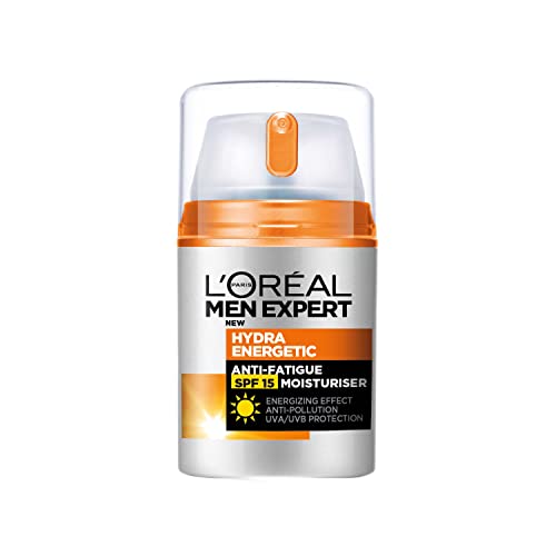 L'Oréal Paris Men Expert - Idratante Protettivo Anti-Fatica Con Spf 15 Per Uomo, 50 Ml, Idratante Hydra Energetic Con Vitamina C*, Per Pelli Stanche E
