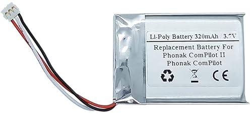 Batteria Di Ricambio 3,7 V 320 Mah Per Apparecchi Acustici Phonak Compilot Ii, Compilot Ip462539