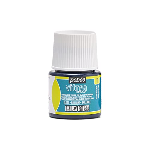 Pebeo - Vernice Trasparente Per Vetro Vitrea 160°C - Blu Turchese - 45 Ml