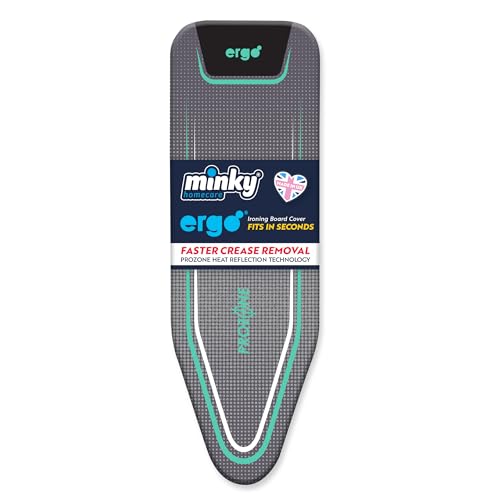 Minky Ergo Ironing Board Cover Copriasse Da Stiro, Cotone, Menta, 122 X 38 Cm