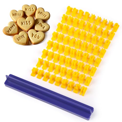 Alfabeto Numero Fondente Cookie Cutter,72 Pezzi Lettere Pasta Di Zucchero,Stampini Alfabeto Cookie Stamp,Timbro Per Biscotti Con Lettere,Per Fondente,