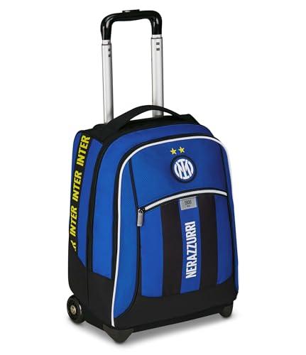Seven Inter Big Trolley Calcio Scuola Fisso, Blu, 2 In 1, Doppio Uso, Trolley E Zaino, Scuola Elementare, Bambino
