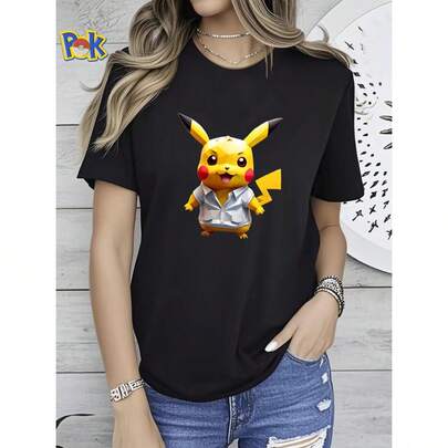 180g Maglietta in puro cotone con Pikachu, Pikachu sorridente SVG, PDF, EPS, AI, PokÃ©mon SVG, Pikachu sorridente AI, grafica per abbigliamento street