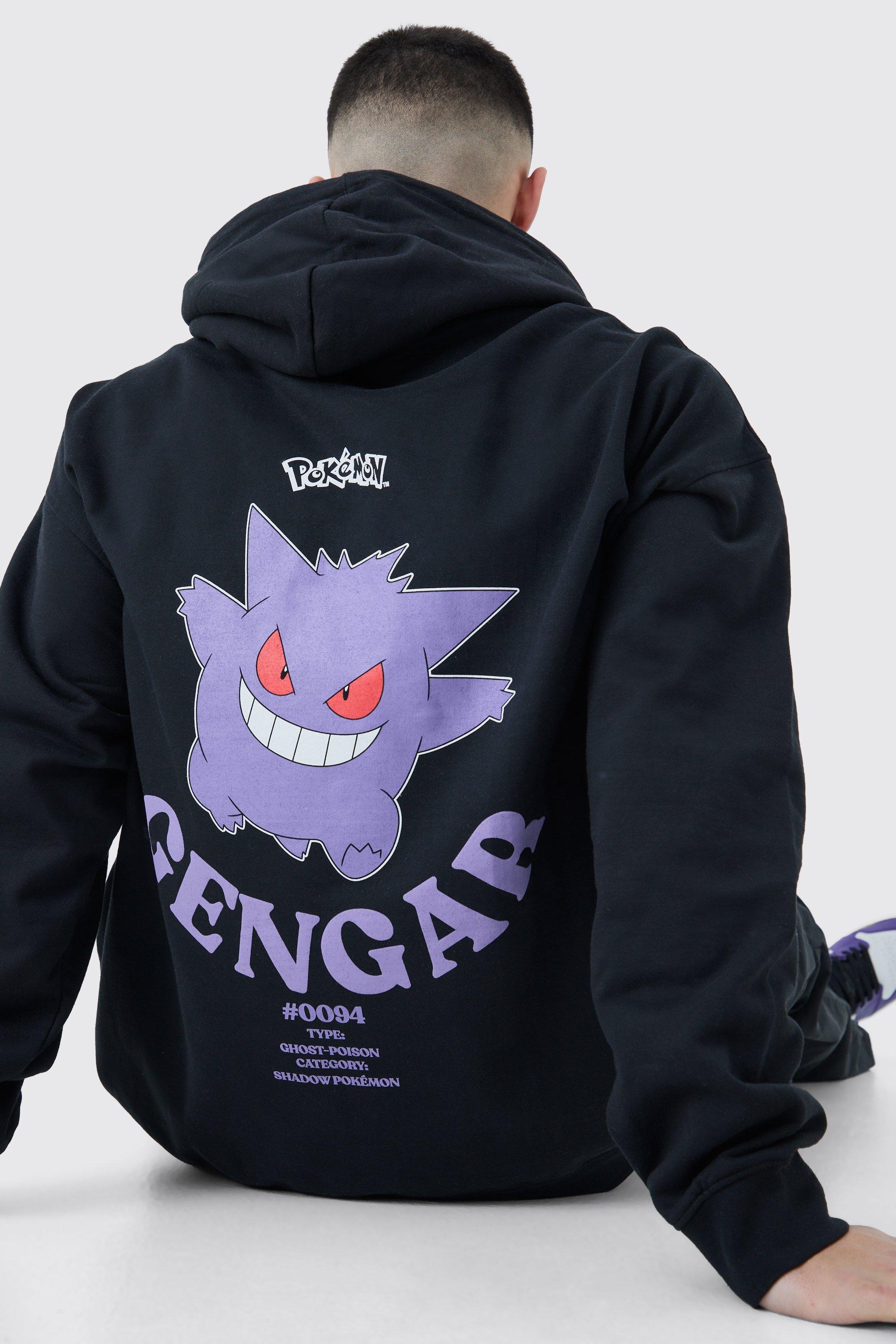 Oversized Pokemon Gengar License Hoodie, Nero