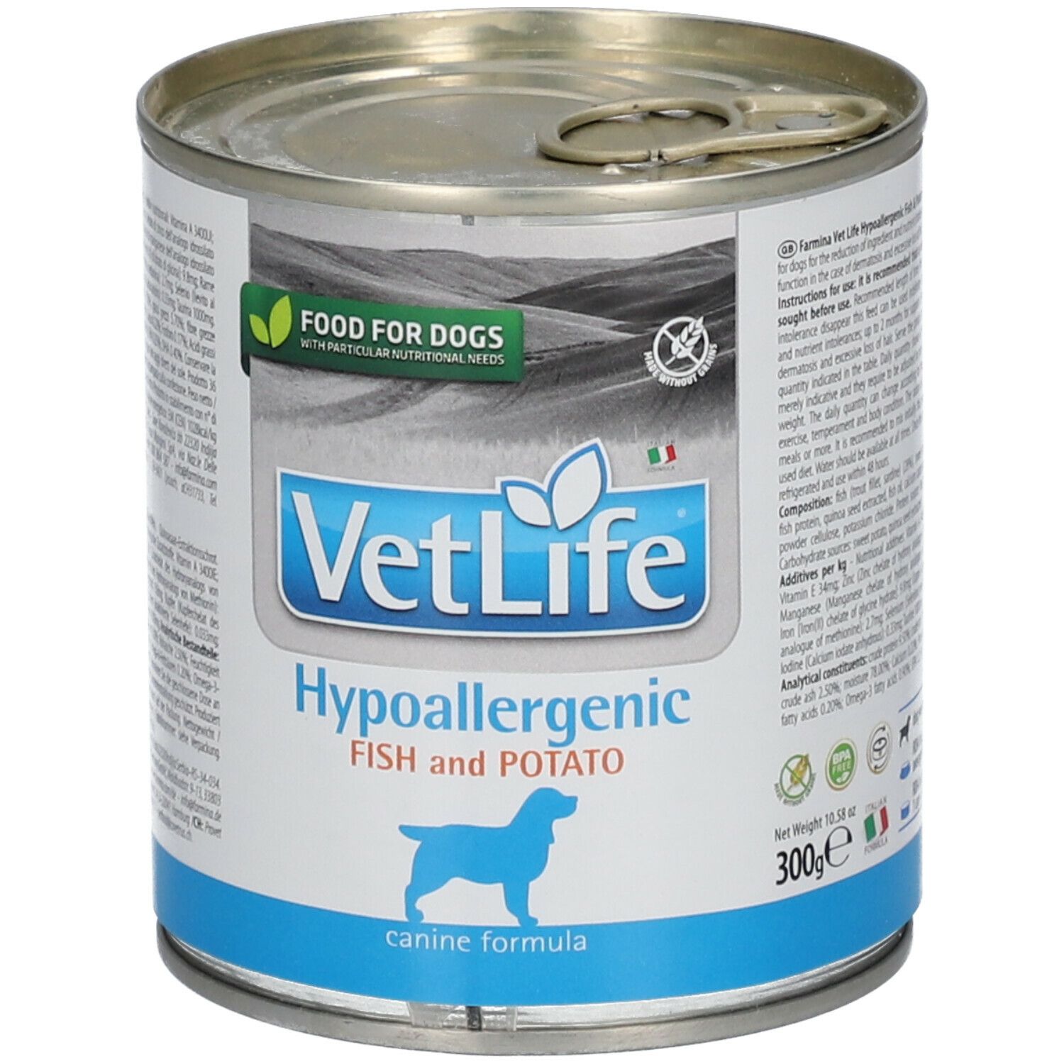 Farmina® VetLife Hypoallergenic Fish And Potato Wet Food Canine 300 g