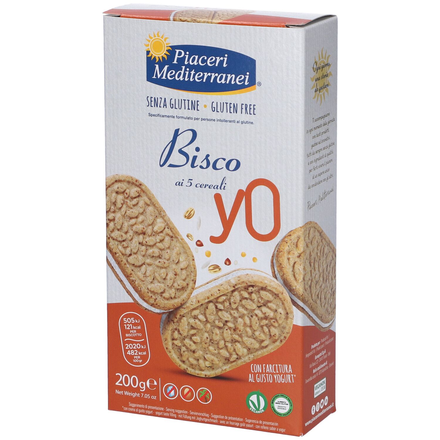 Piaceri Mediterranei Bisco Yo ai 5 Cereali Senza Glutine 200 g Snack